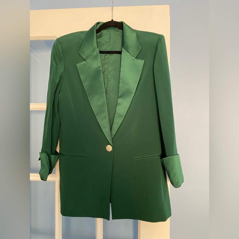 Vintage Green Silk Blazer